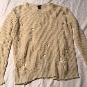 ripped, off white sweater